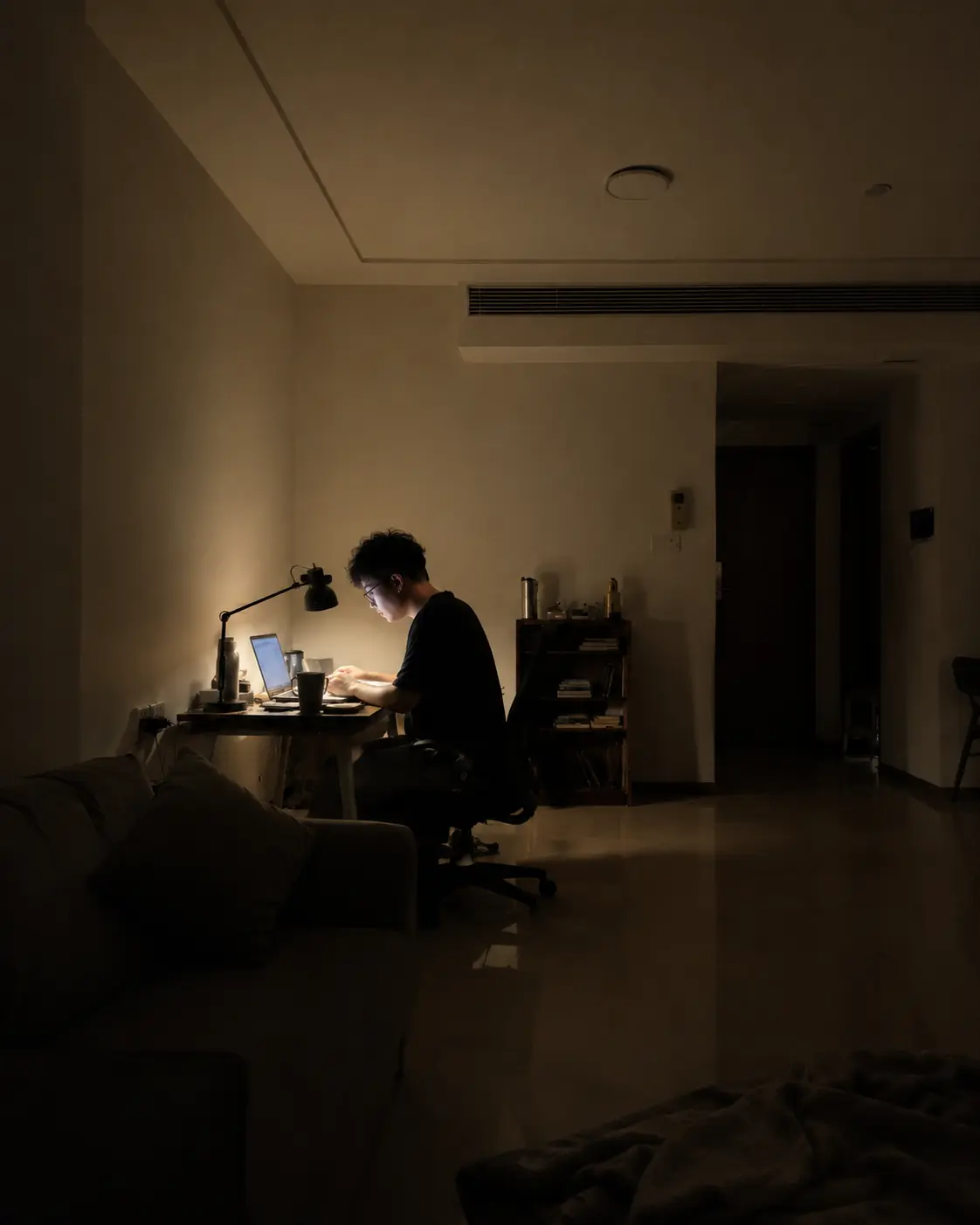 Jarven 在电脑前工作的照片