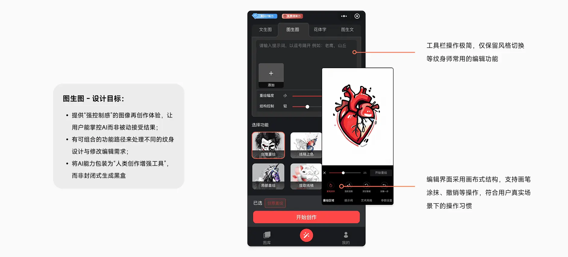 TattoAI 图生图界面与专业控制设计标注