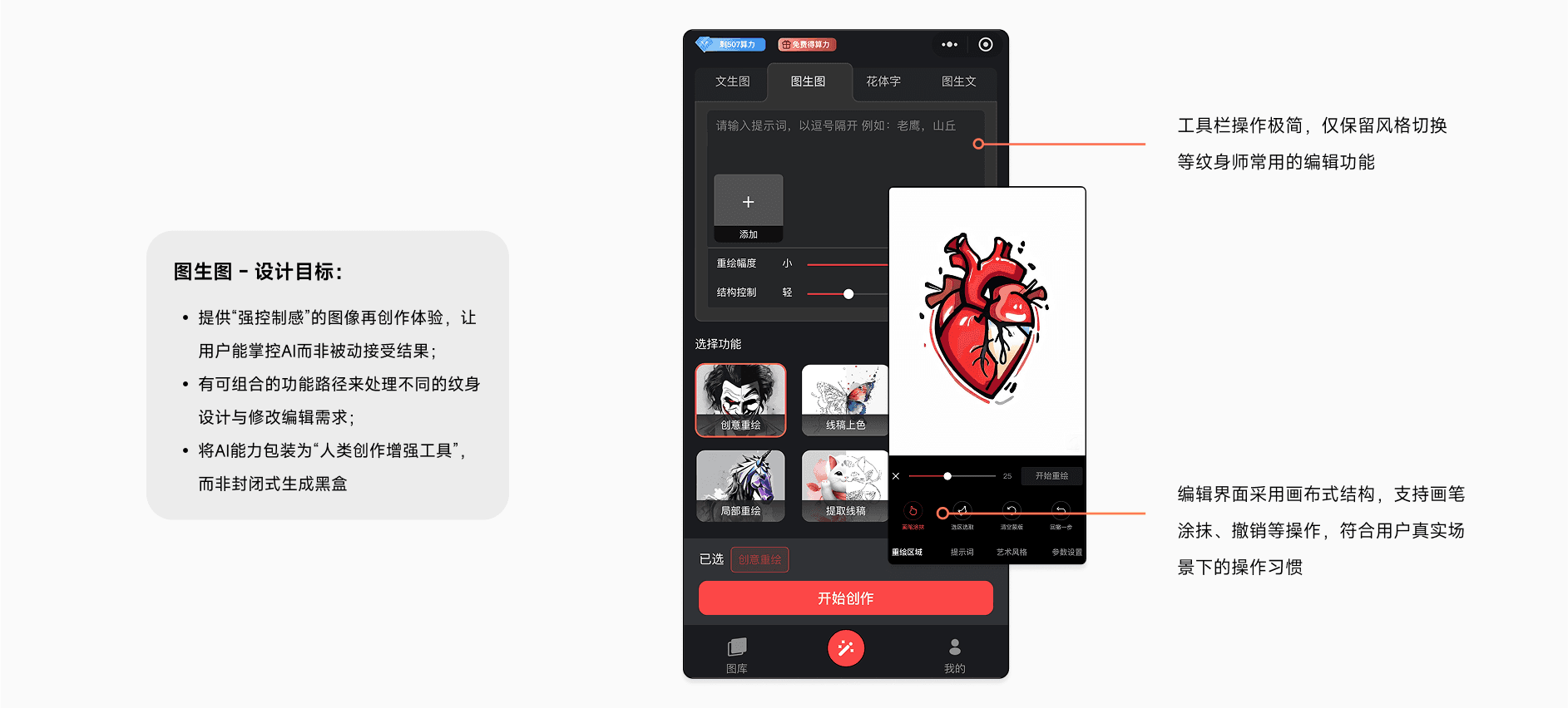 TattoAI 图生图界面与专业控制设计标注